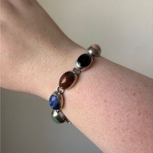 Vintage Taxco Mexico sterling silver 925 bracelet oval cabochons
